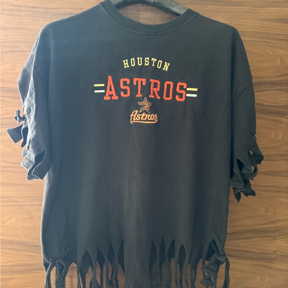 Stitches Black Houston Astros Fringe Top